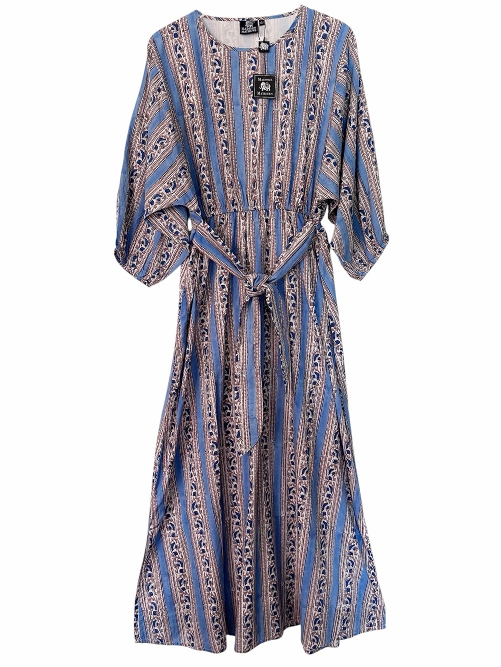 NWT Madison Mathews April Boho Striped Maxi Dress Size L US 10-12